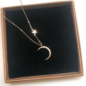 14K gold star and moon necklace